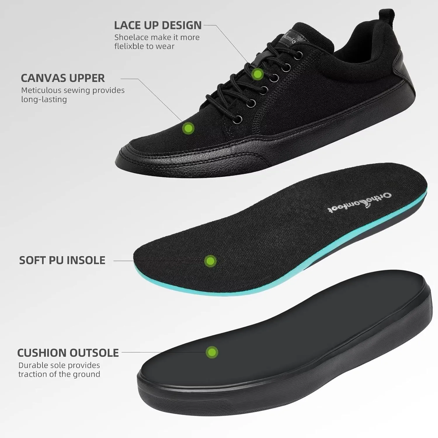 Men's Orthopedic Fashion Sneakers for Plantar Fasciitis: Casual Supportive Cushioned Walking Shoes for Flat Feet and High Arch, Comfortable Arch Support Shoes for Foot and Heel Pain Relief