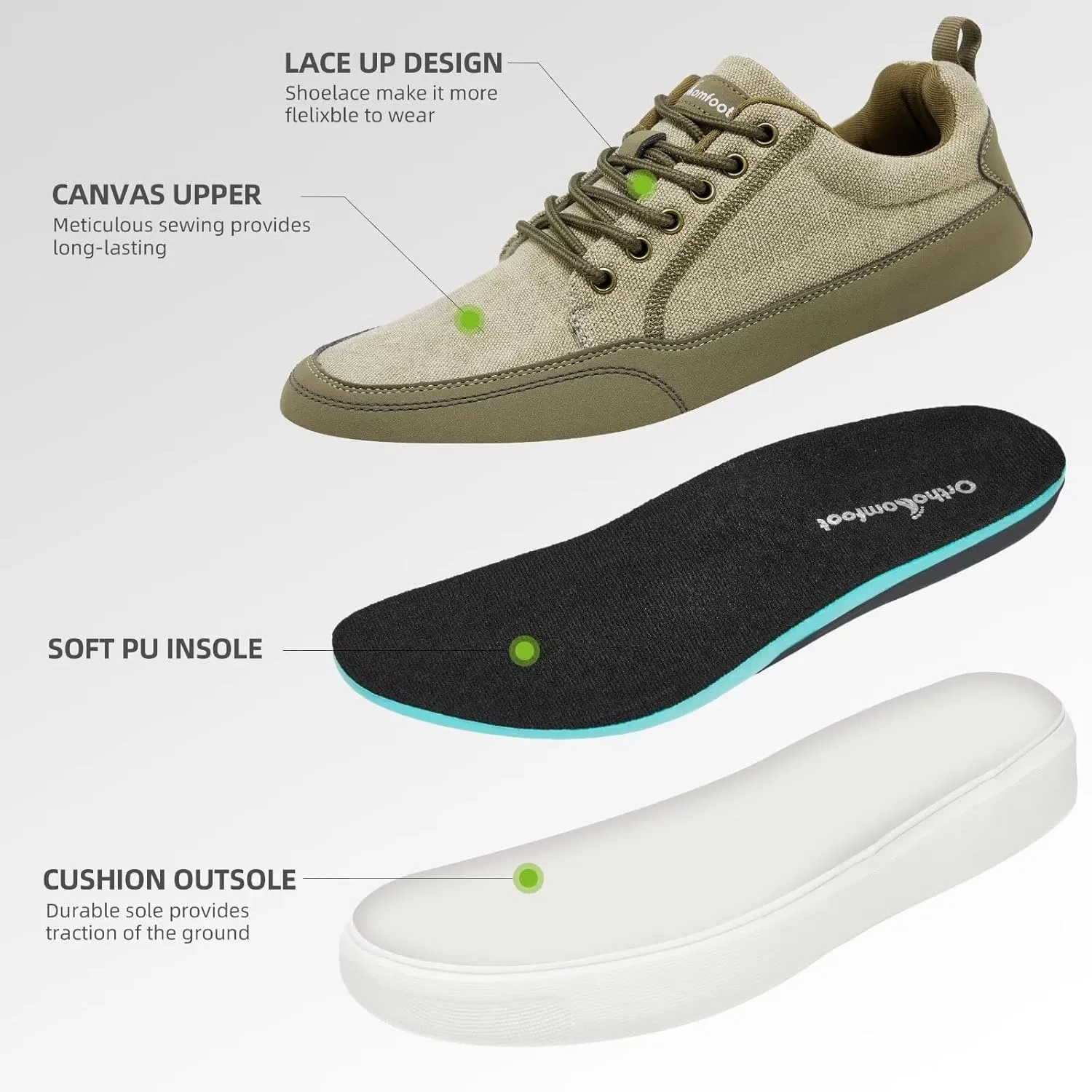 Men's Orthopedic Fashion Sneakers for Plantar Fasciitis: Casual Supportive Cushioned Walking Shoes for Flat Feet and High Arch, Comfortable Arch Support Shoes for Foot and Heel Pain Relief