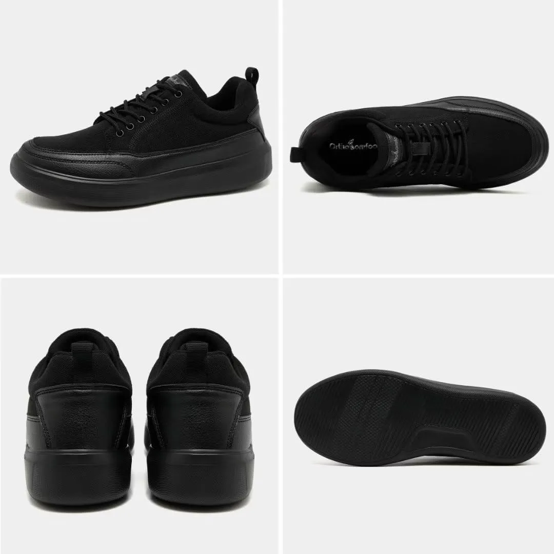 Men's Orthopedic Fashion Sneakers for Plantar Fasciitis: Casual Supportive Cushioned Walking Shoes for Flat Feet and High Arch, Comfortable Arch Support Shoes for Foot and Heel Pain Relief