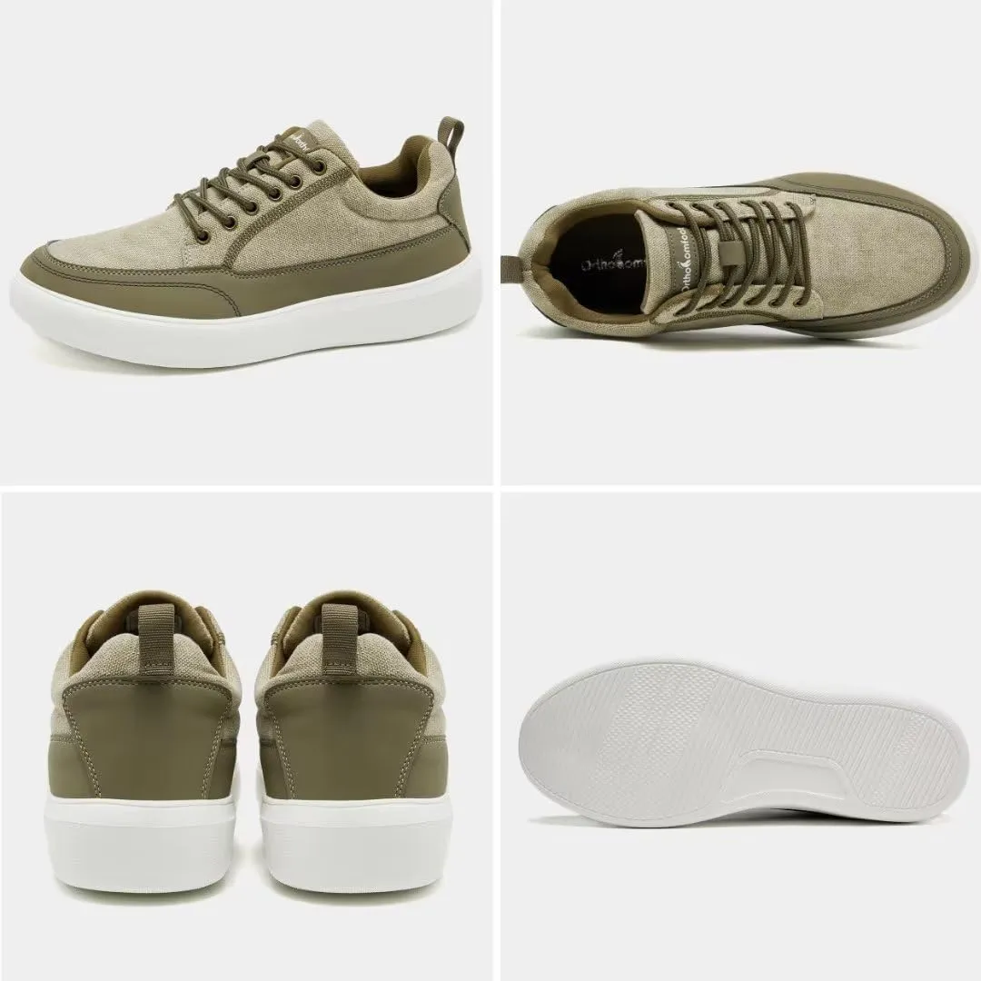 Men's Orthopedic Fashion Sneakers for Plantar Fasciitis: Casual Supportive Cushioned Walking Shoes for Flat Feet and High Arch, Comfortable Arch Support Shoes for Foot and Heel Pain Relief