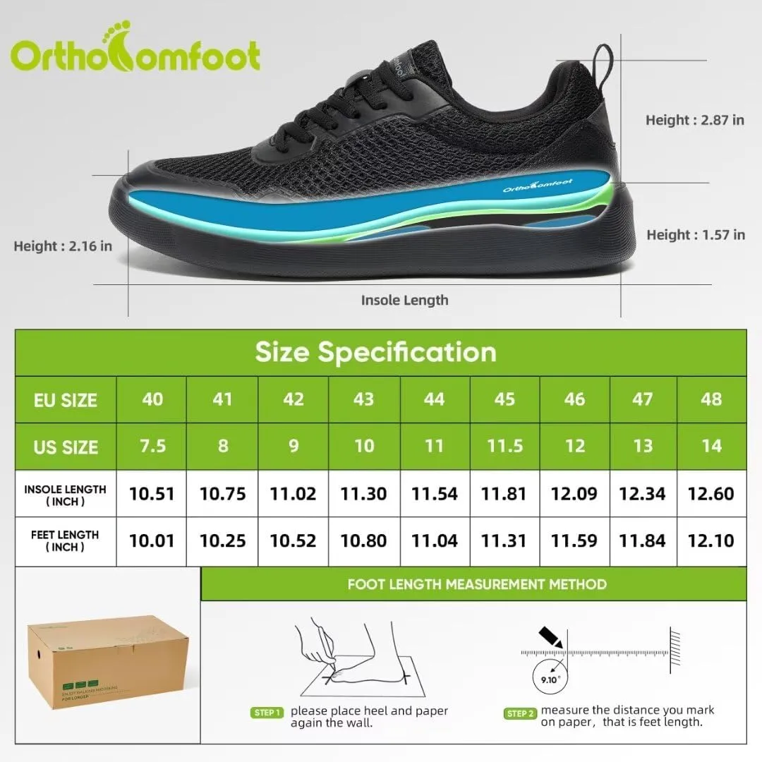 Men's Orthopedic Fashion Sneakers with Arch Support: Comfortable Orthotic Shoes for Plantar Fasciitis, Adjustable Supportive Flat Feet Walking Shoes for Foot and Ankle Pain Relief