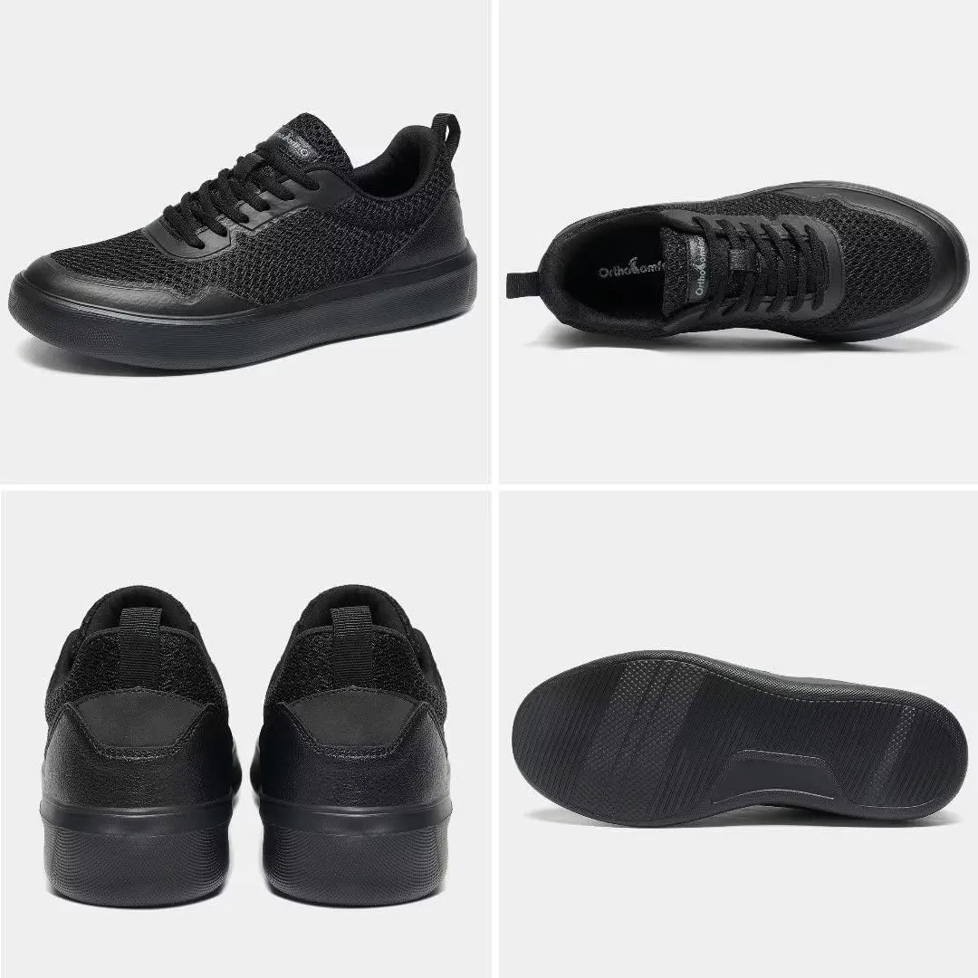Men's Orthopedic Fashion Sneakers with Arch Support: Comfortable Orthotic Shoes for Plantar Fasciitis, Adjustable Supportive Flat Feet Walking Shoes for Foot and Ankle Pain Relief
