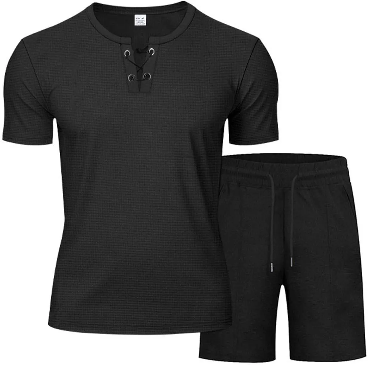 Mens Short Sets 2 Piece Beach Vacation Outfits Casual Summer Jogging Tracksuits Matching Henley Shirt and Shorts Sets