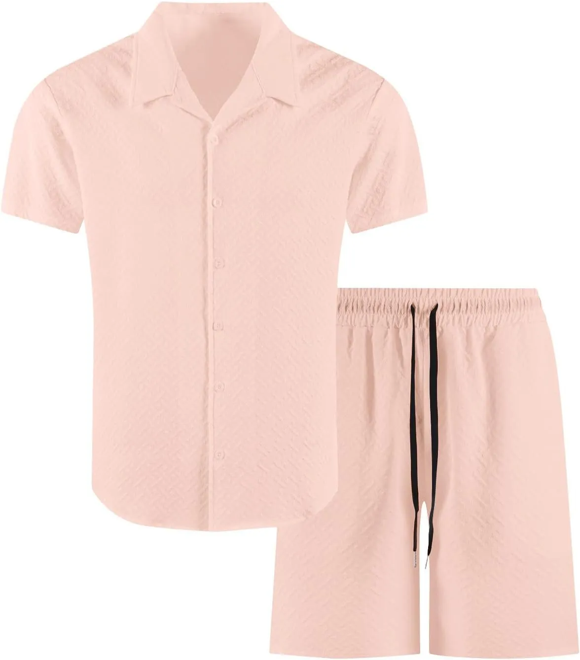 Men's Short Sets 2 Piece Beach Vacation Outfits Summer Casual Going out Matching Button down Shirts with Shorts Sets