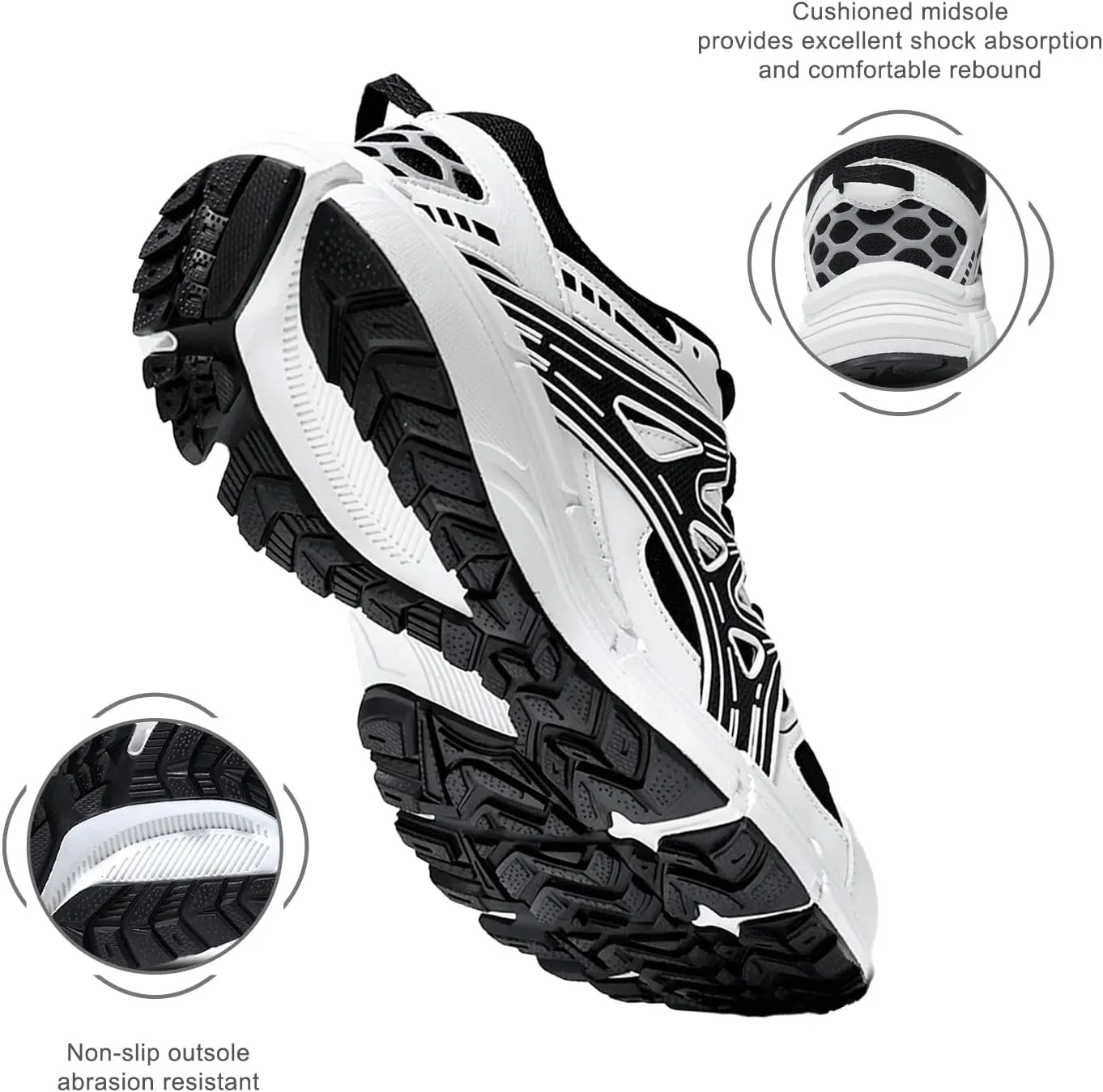 Men's Slip Resistant Trail Running Shoes - Supportive Athletic Shoes for Outdoor Fitness Walking, Road Running and Gym Training