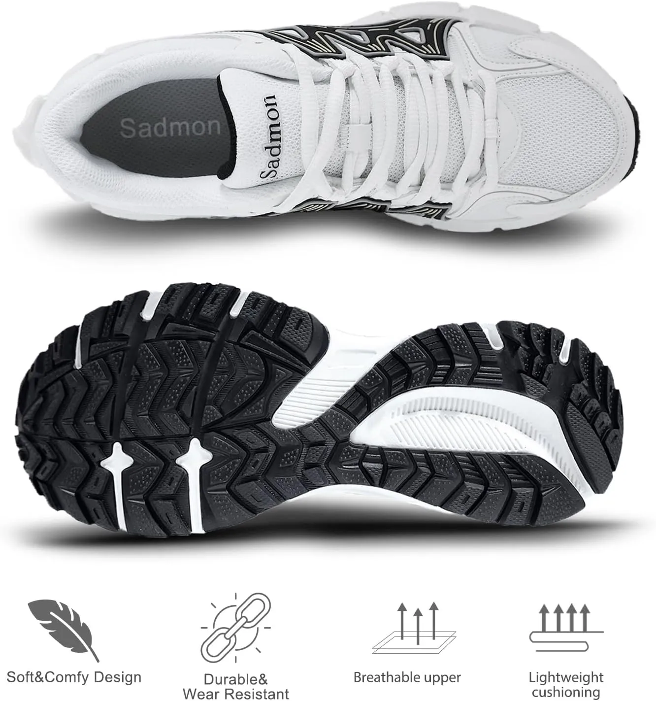 Men's Slip Resistant Trail Running Shoes - Supportive Athletic Shoes for Outdoor Fitness Walking, Road Running and Gym Training