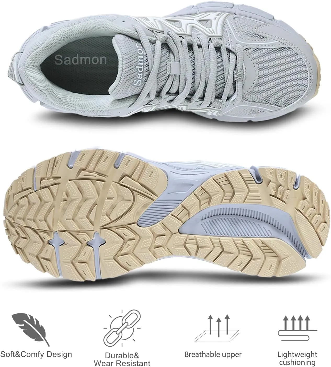 Men's Slip Resistant Trail Running Shoes - Supportive Athletic Shoes for Outdoor Fitness Walking, Road Running and Gym Training