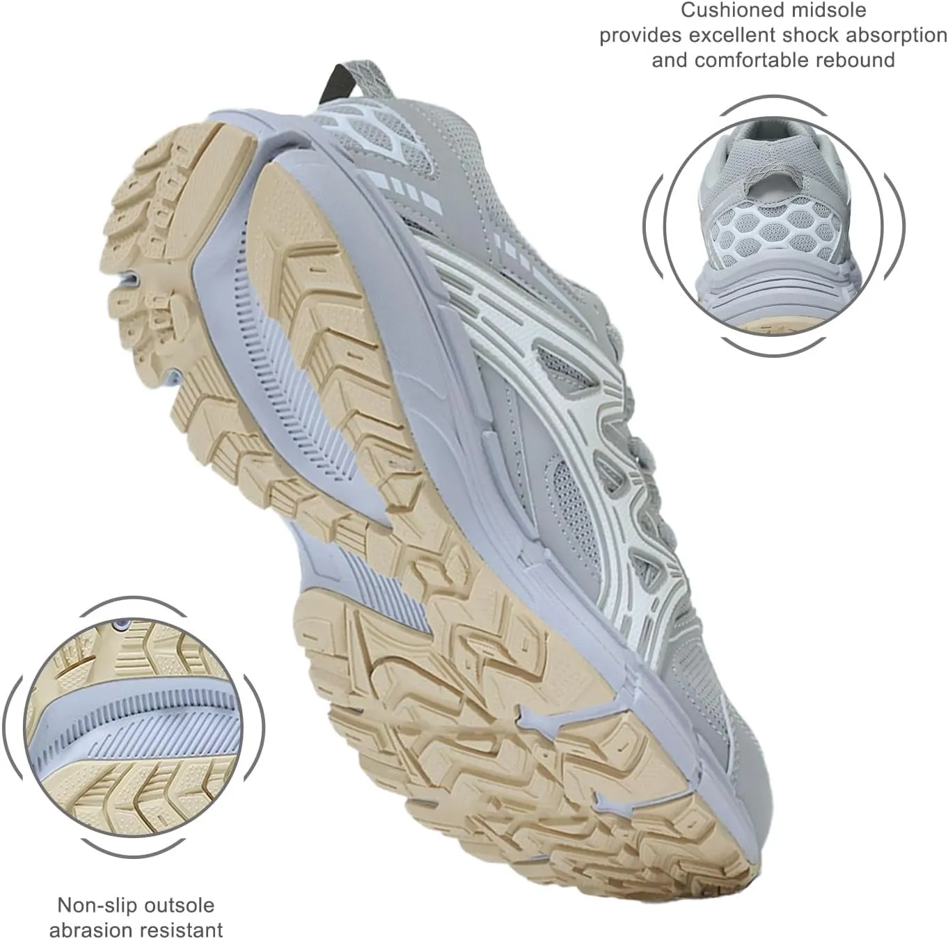 Men's Slip Resistant Trail Running Shoes - Supportive Athletic Shoes for Outdoor Fitness Walking, Road Running and Gym Training