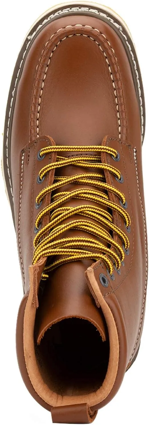 Men's Stylish Classic 8" Soft Moc Toe Leather Work Boot With Non-Slip Wedge Outsole 86994