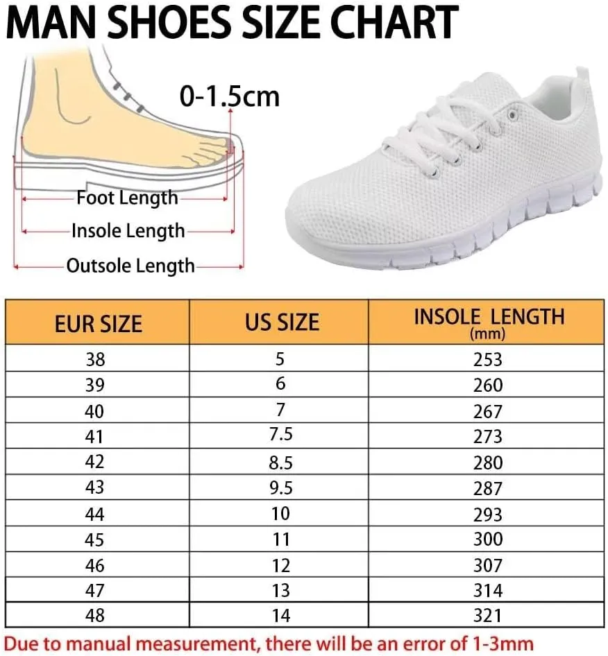 Men's Supportive Running Shoes Fashion Breathable Sneakers Light Elastic Arch Support Travel Shoes for Outdoor US 5-14 White Sole