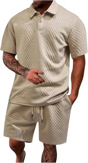 Mens Tracksuits 2 Piece Summer Short Sets Outfits Fashion Polos Shirt Casual Short Sleeve and Shorts Set with Pockets