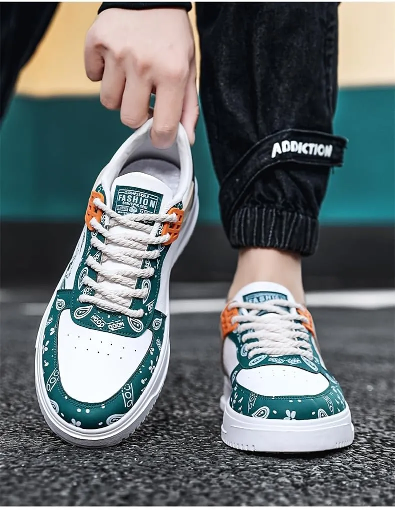 Men's Trendy Skate Shoes, Wear-Resistant Non Slip Lace-up Sneakers for Outdoor, Men's Street Style Footwear