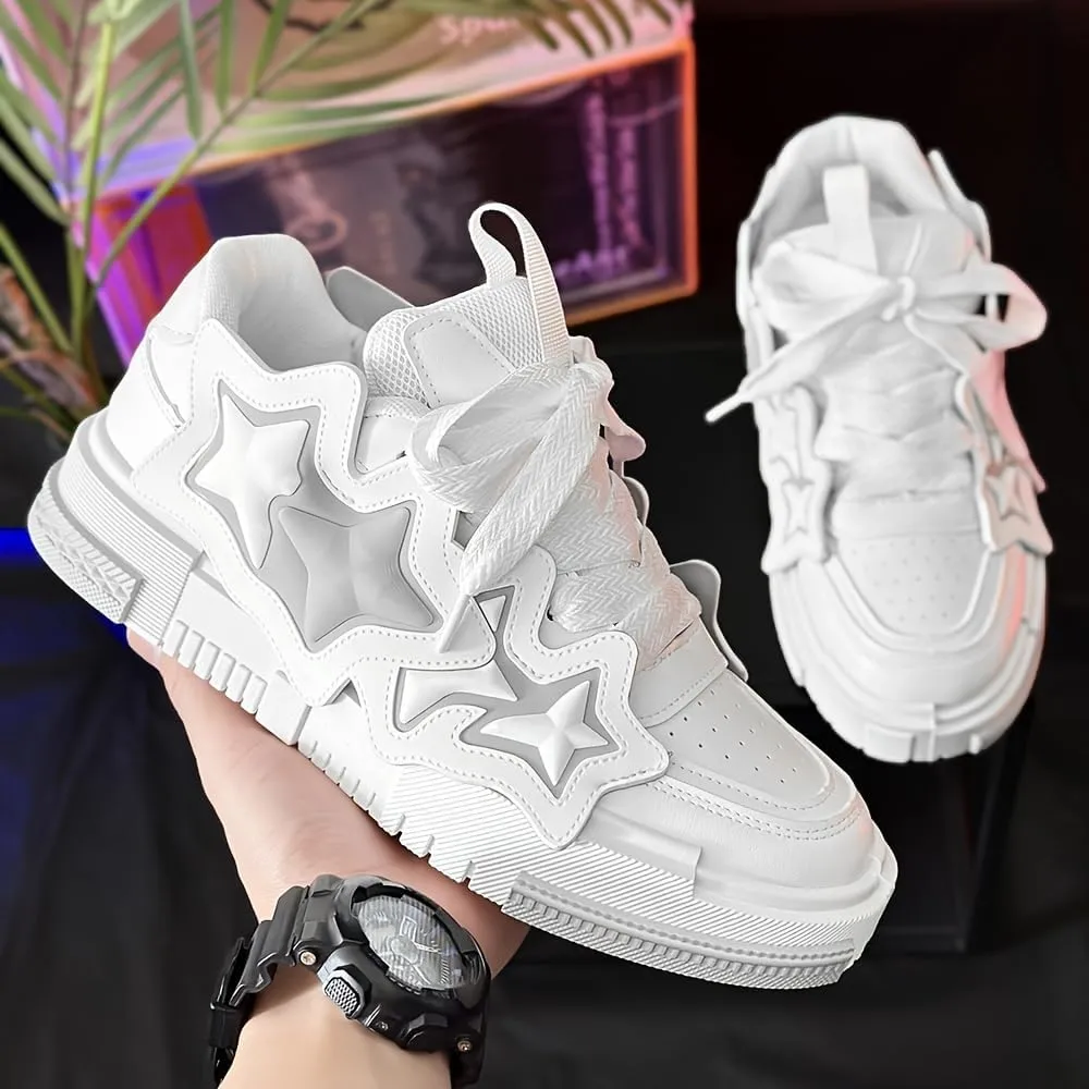 Men's Trendy Street Style Colour Block Skateboard Shoes, Comfy Non Slip Durable Platform Sneakers for Men's Outdoor Activities