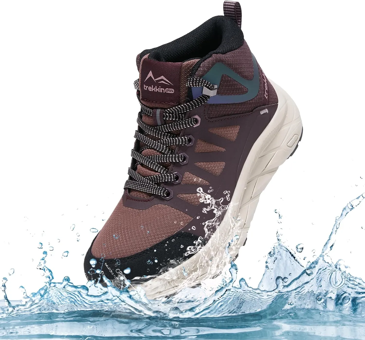 Men's Waterproof Walking Shoes Lightweight Water Resistant Sneakers Cushion Sole Boots for Work All Day Trekking Ankle High Camping Trails Hiking Boot