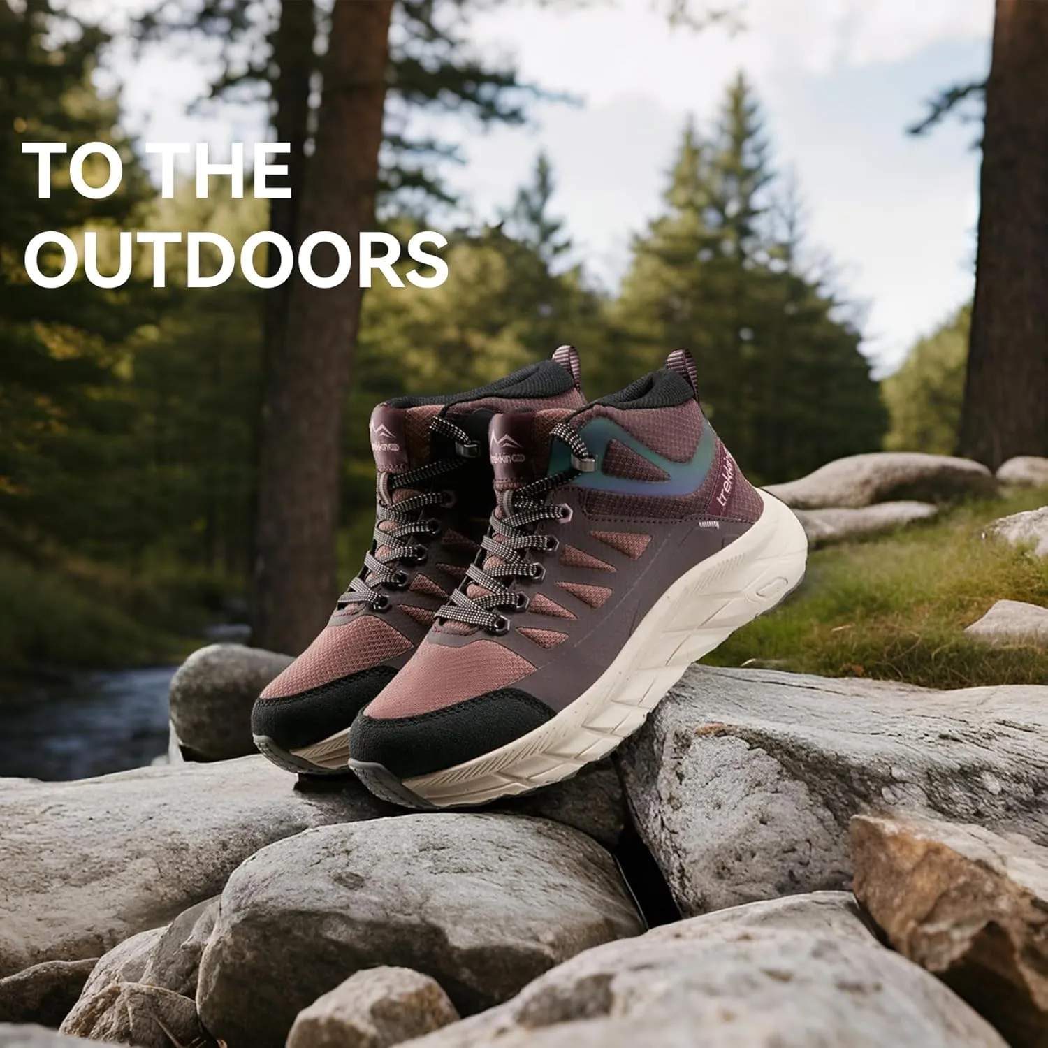 Men's Waterproof Walking Shoes Lightweight Water Resistant Sneakers Cushion Sole Boots for Work All Day Trekking Ankle High Camping Trails Hiking Boot