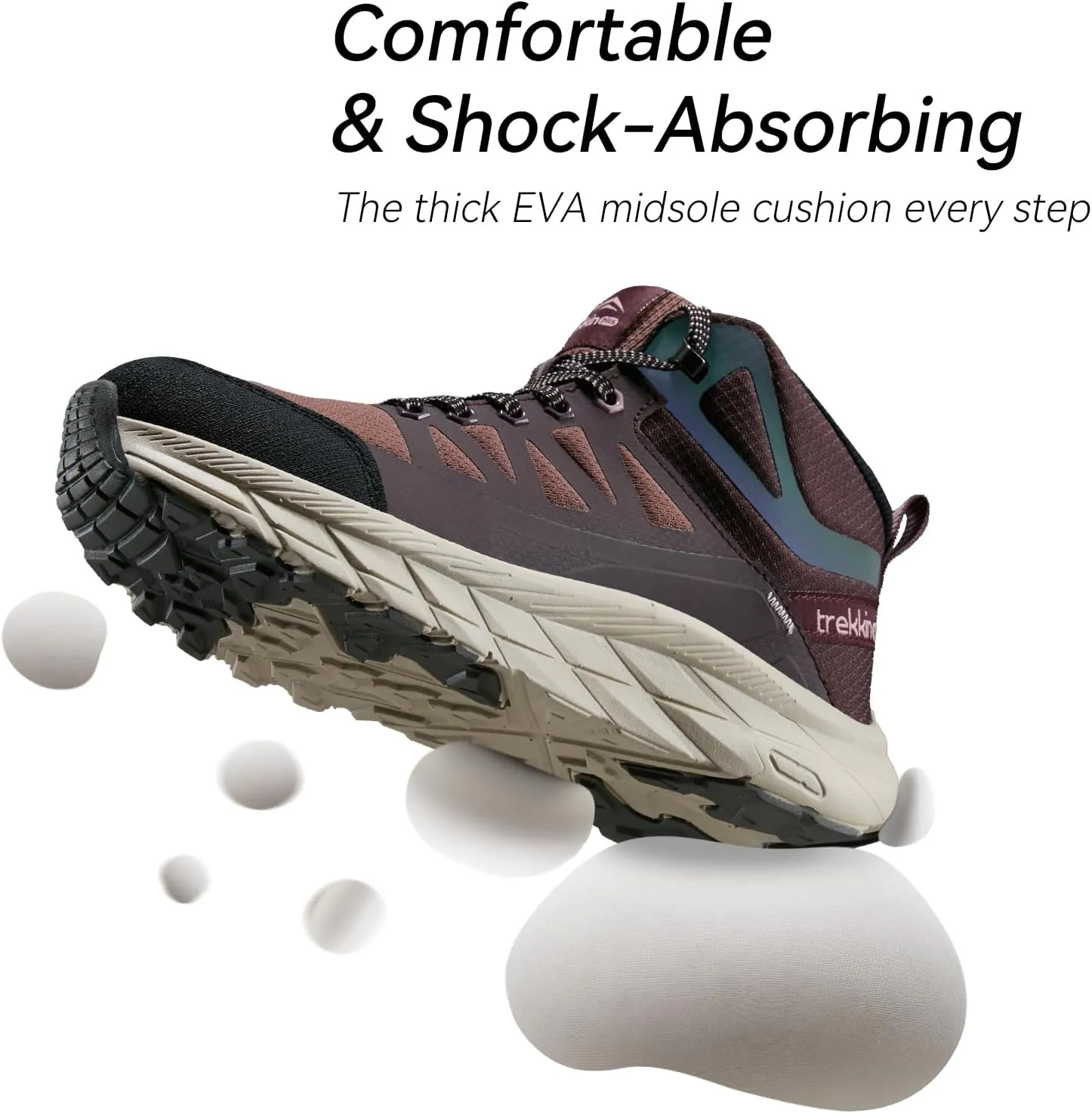 Men's Waterproof Walking Shoes Lightweight Water Resistant Sneakers Cushion Sole Boots for Work All Day Trekking Ankle High Camping Trails Hiking Boot