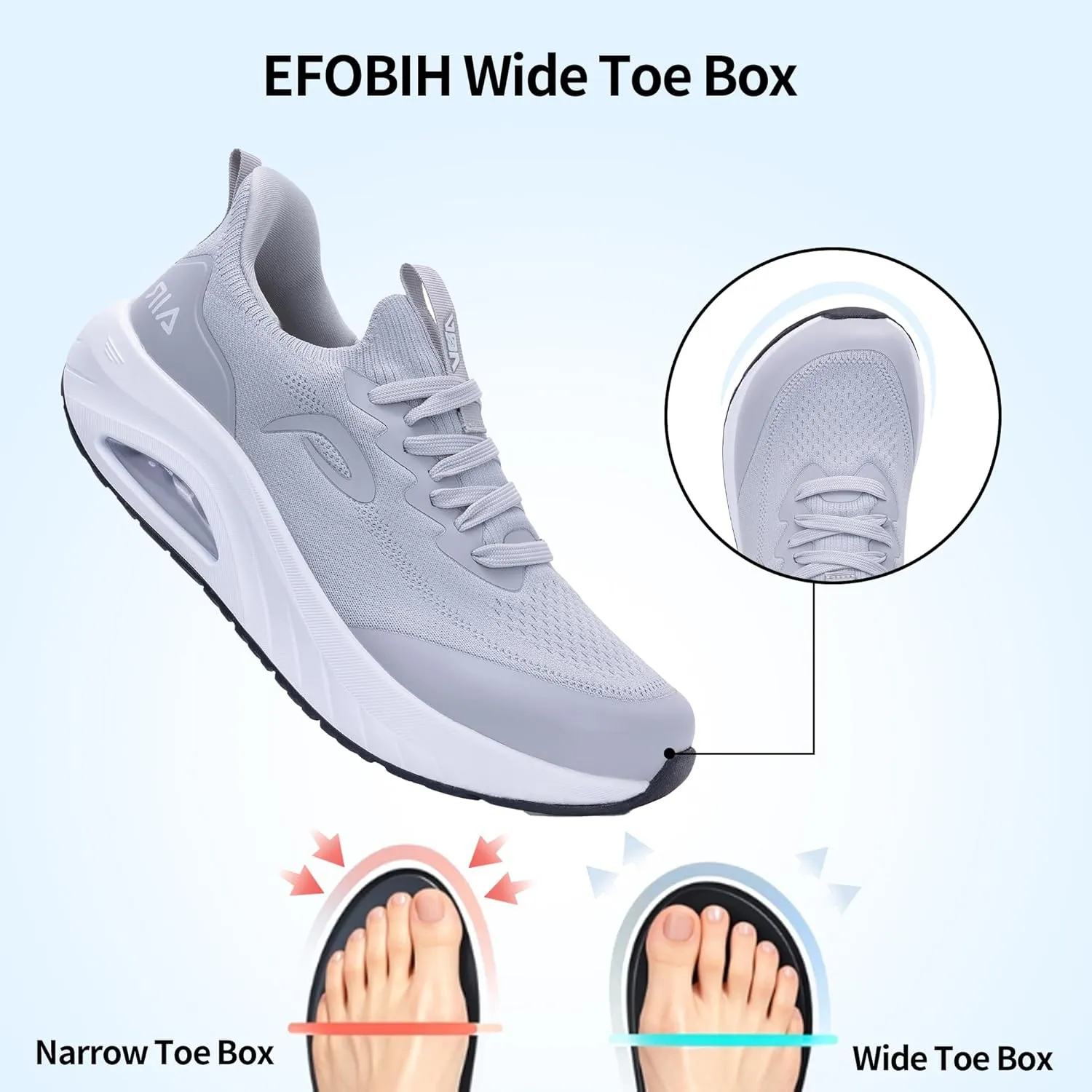 Mens Wide Toe Box Walking Shoes Arch Support Orthotic Slip On Air Tennis Running Sneakers for Plantar Fasciitis Relief US 7-13