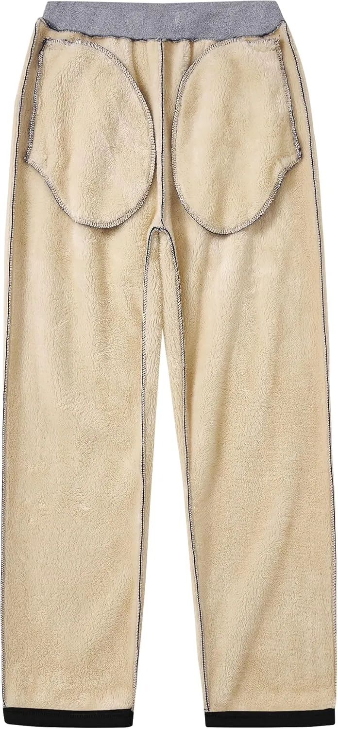 Mens Winter Fleece Joggers Sherpa Lined Sweatpants Active Running Pants Open Bottom (S-XXL)