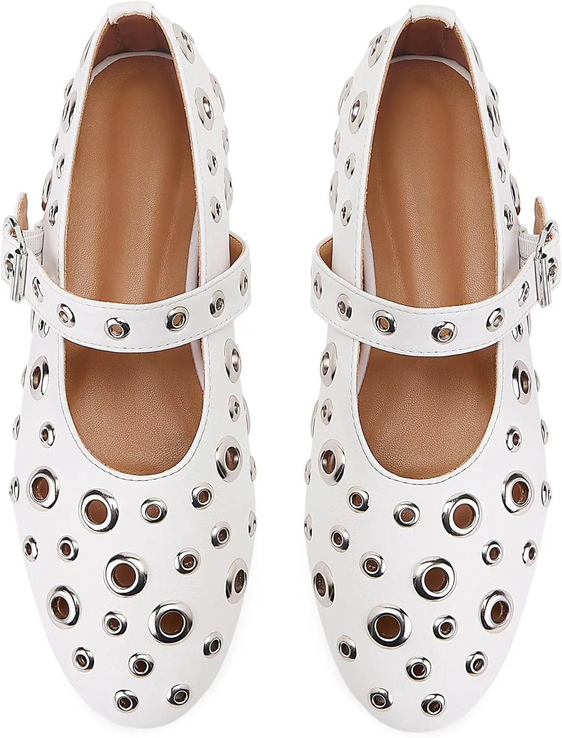 Mesh Ballet Flats for Women Buckle Strap Ballerina Flats Comfy Casual Daily Dress Perforated Mary Jane Flats