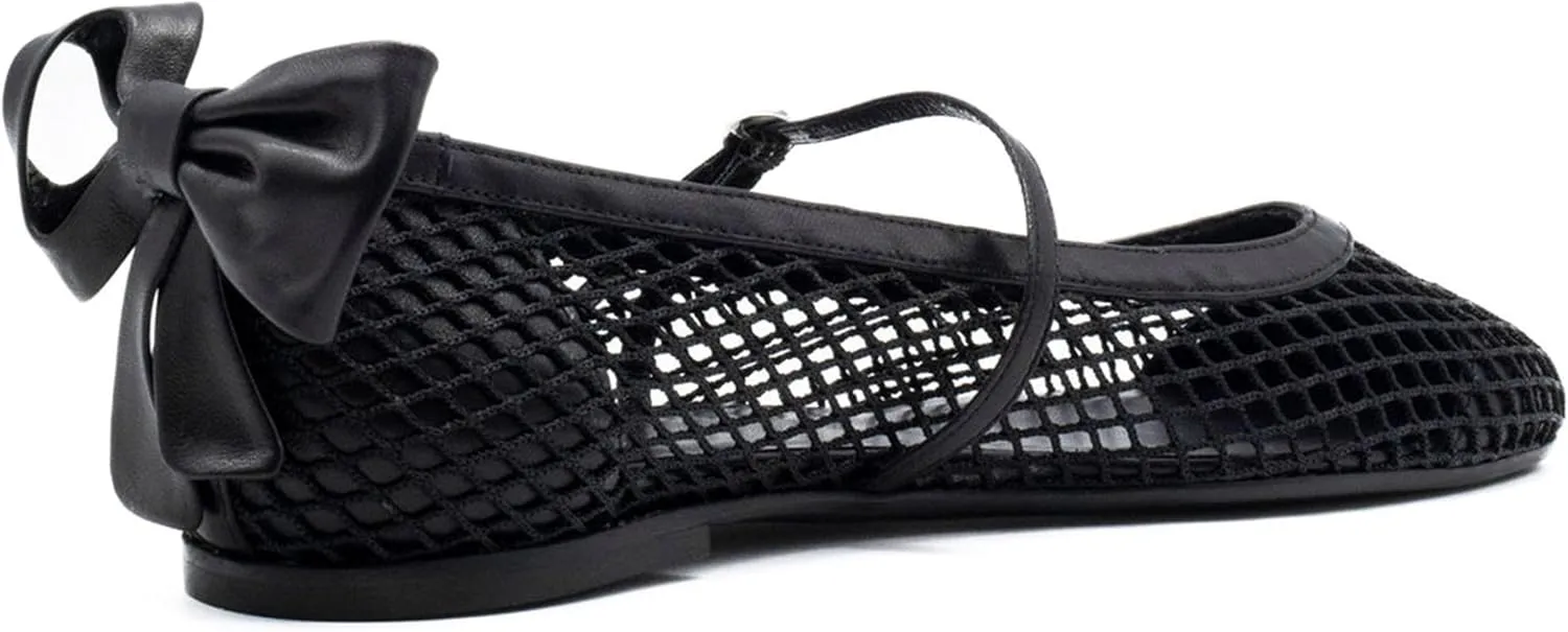 Mesh Ballet Flats for Women Elegant Bows Round Head Design Comfortable and Breathable Shoes Perfect for Weddings