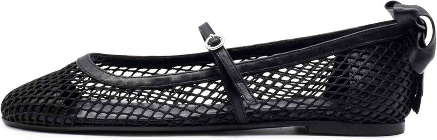 Mesh Ballet Flats for Women Elegant Bows Round Head Design Comfortable and Breathable Shoes Perfect for Weddings