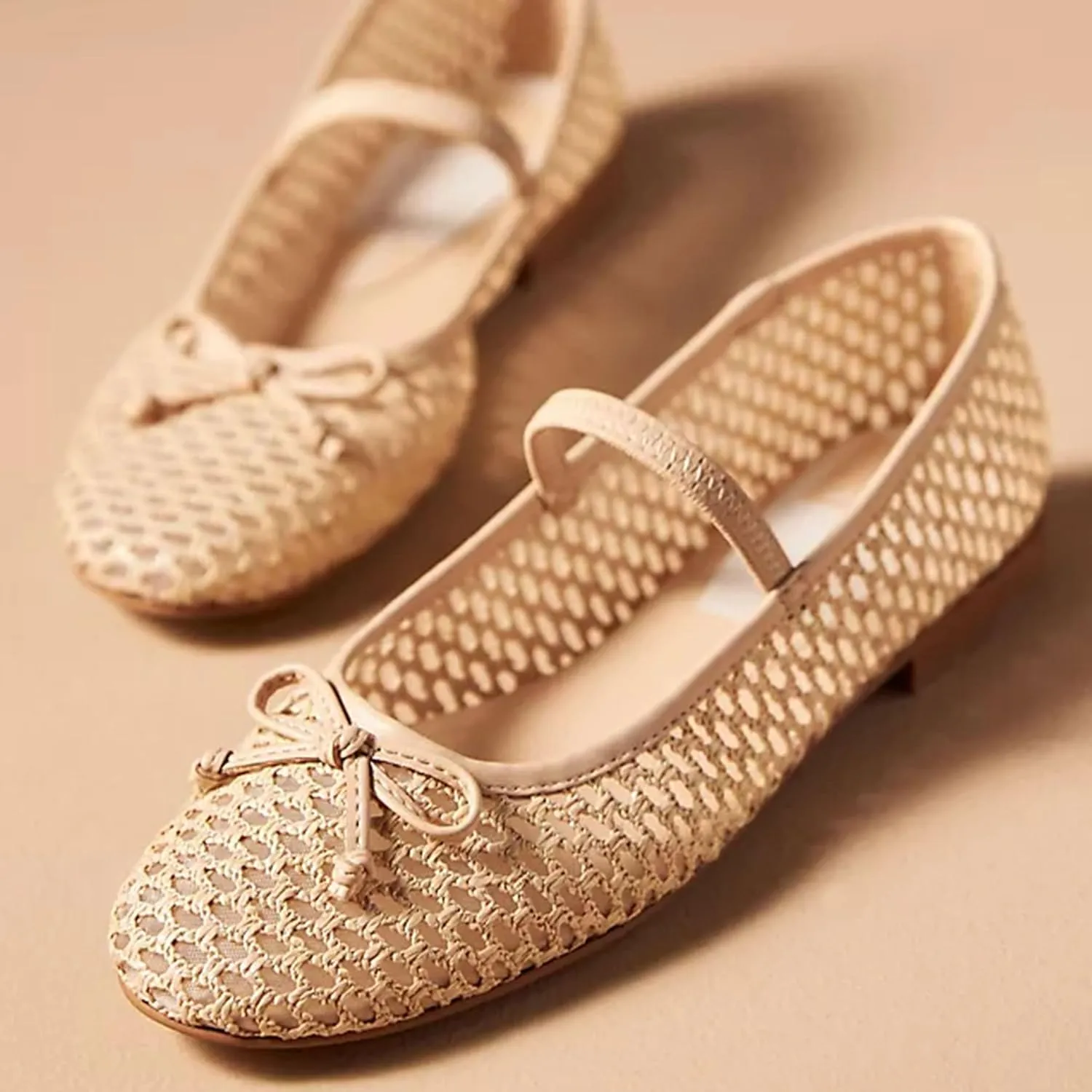 Mesh Ballet Flats for Women Stylish Mary Jane Shoes Design with Pull-On Fit Elegant Round Toe Breathable Material Cute Bow Accent