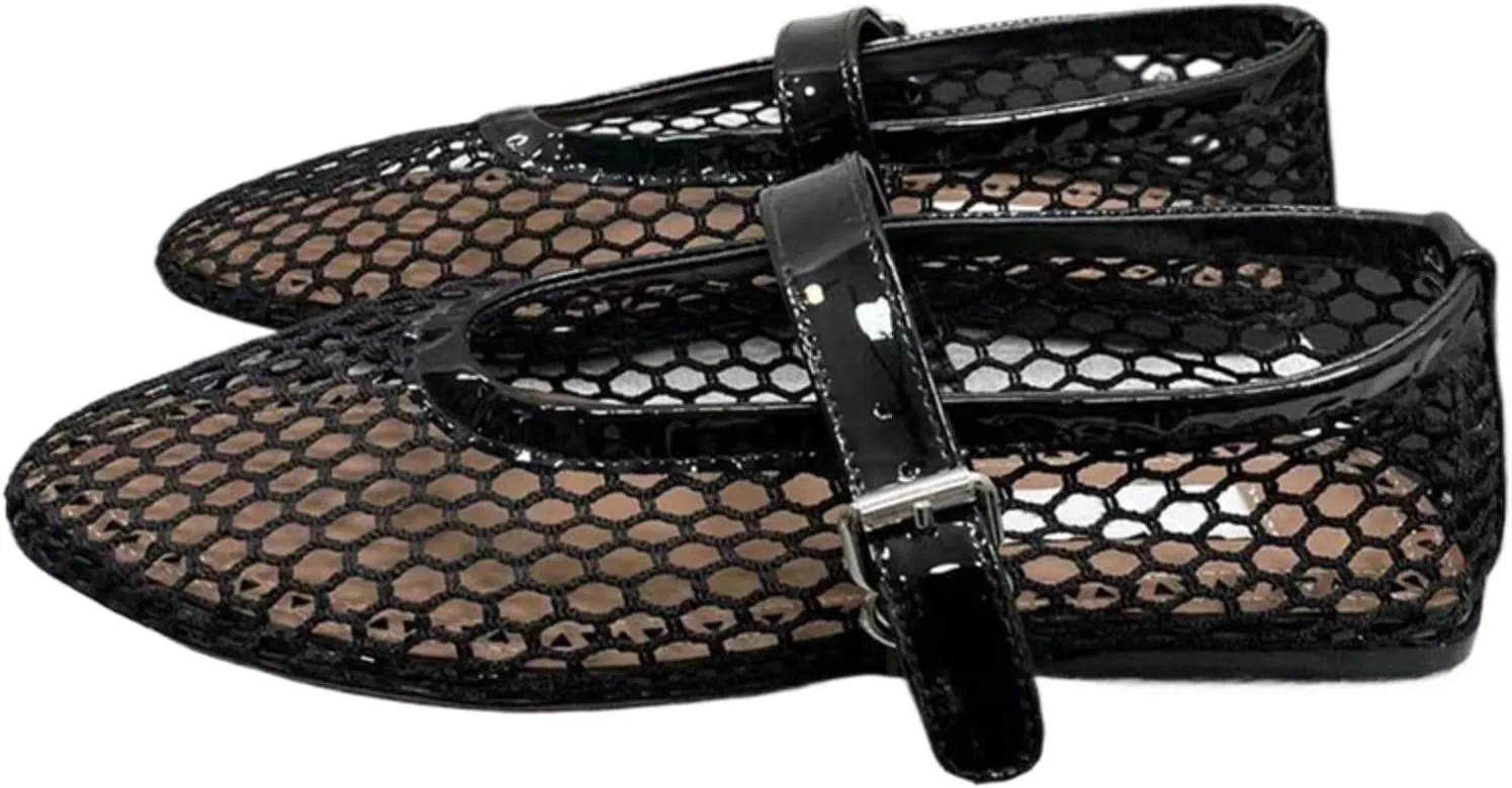 Mesh Ballet Flats Mesh Shoes Women Mesh Flats for Women Mary Jane Flats Balletcore Aesthetic Shoes