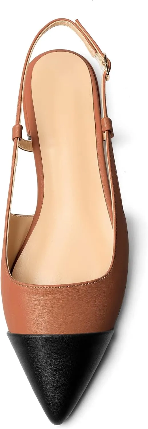 Mettesally Women's Pointed Toe Ballet Flat Shoes Cap Toe Classic Ballet Flats Walking Shoes Casual Formal Slip-On Flat Dress Shoes