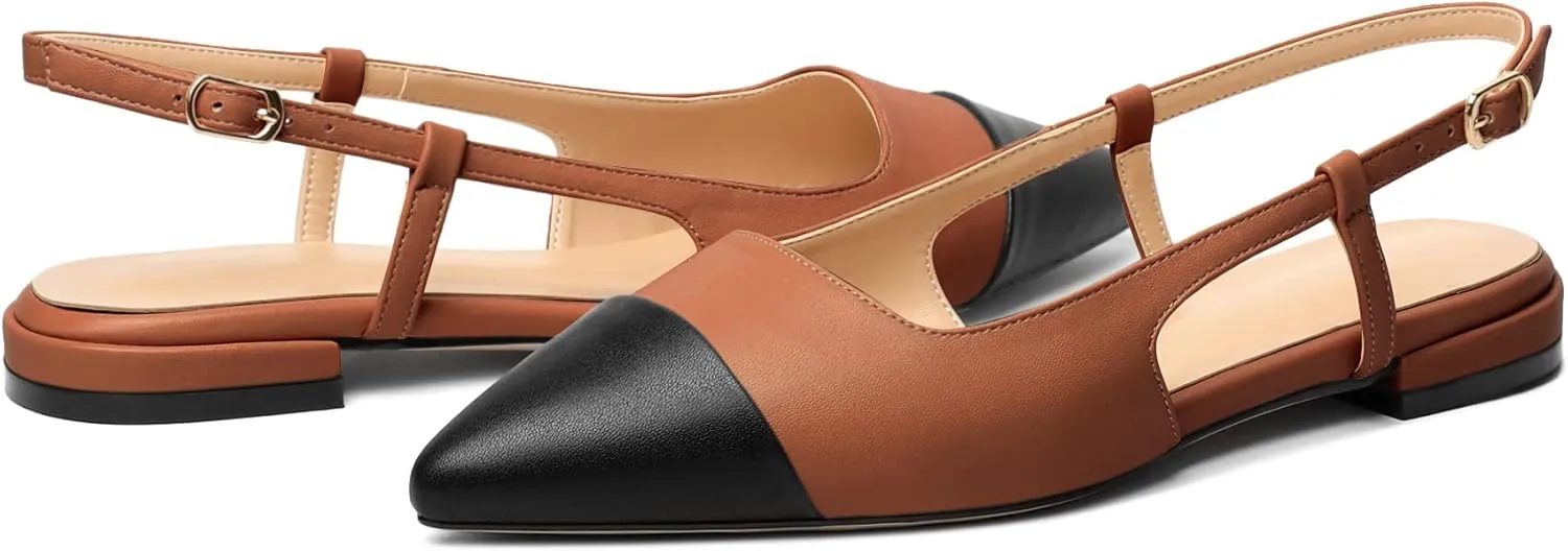 Mettesally Women's Pointed Toe Ballet Flat Shoes Cap Toe Classic Ballet Flats Walking Shoes Casual Formal Slip-On Flat Dress Shoes