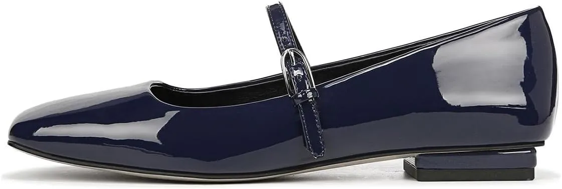 Milooey shoes Women's Closed Square Toe Mary Jane Flats Chunky Low Heels Adjustable Buckled Elegant Prom Party Formal Business Shoe Size 4-16 US