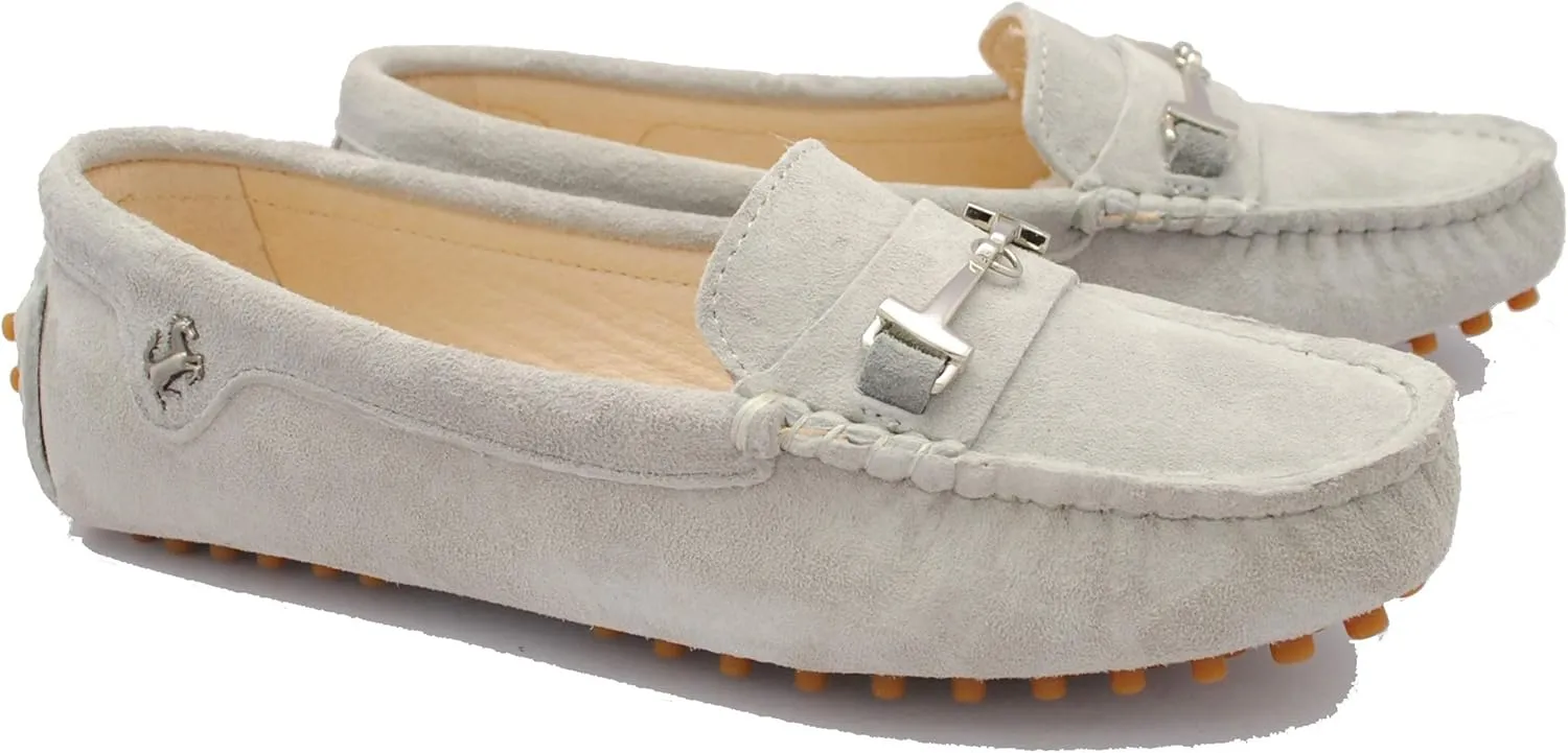 Minishion Loafers for Women Metallic Buckle Driving Shoes YB96015