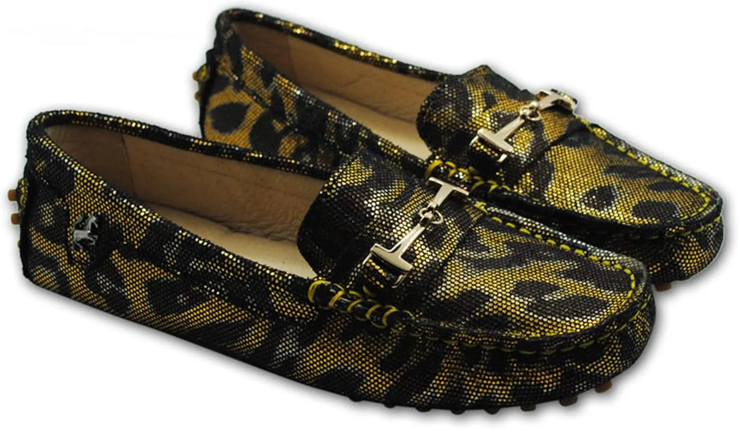 Minishion Loafers for Women Metallic Buckle Driving Shoes YB96015
