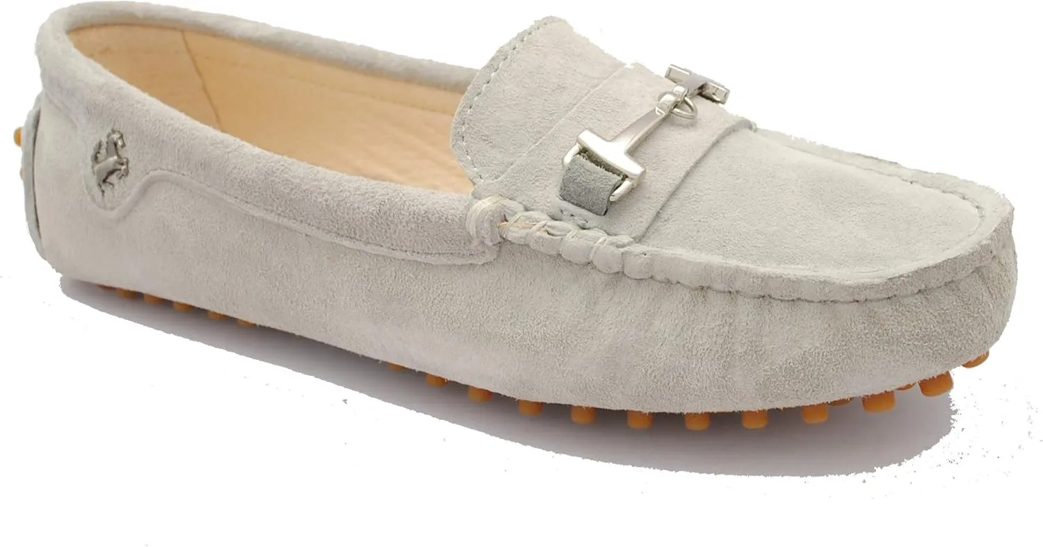 Minishion Loafers for Women Metallic Buckle Driving Shoes YB96015