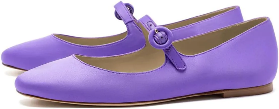 miss left Women Classic Adjustable Single Strap Buckle Mary Jane Flats Round Toe Comfortable Party Dress Daily Shoes Size 4-16 US
