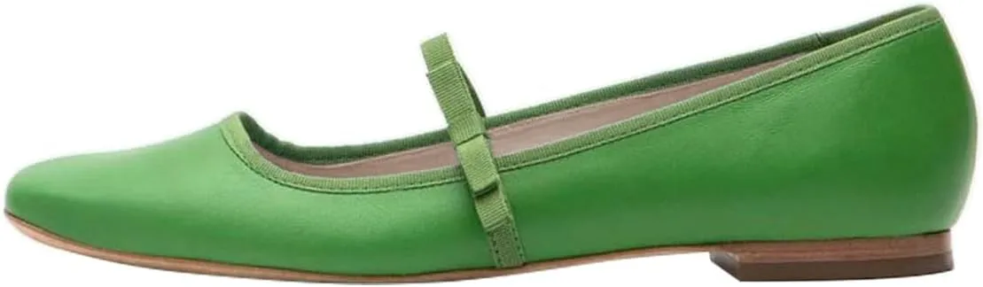 miss left Women Lovely Single Elastic Strap Flat Mary Janes Square Toe Comfortable Office Party Dress Shoes Size 4-16 US