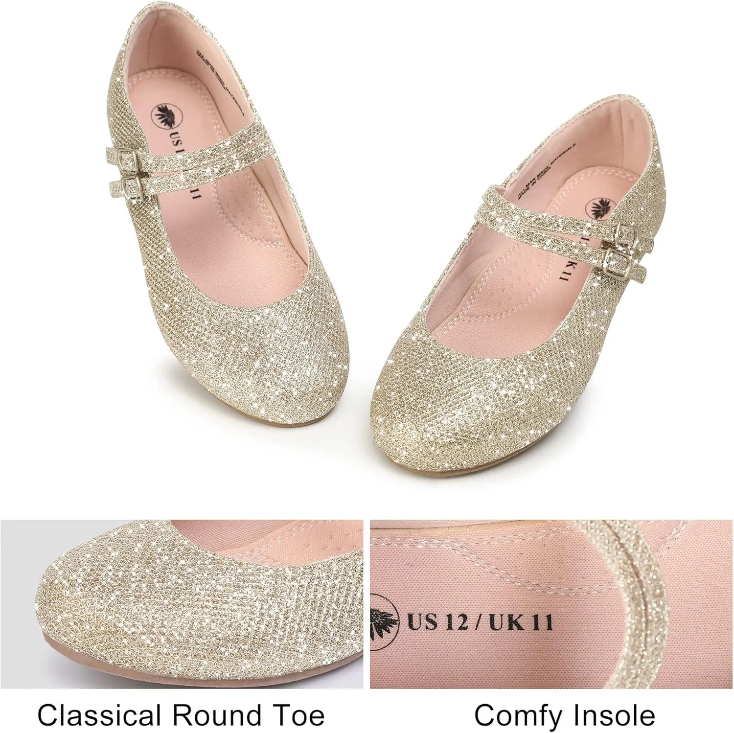 MIXIN Girls Dress Shoes Mary Jane Shoes for Girl Ballet Flats Back to School Princess Wedding Shoes