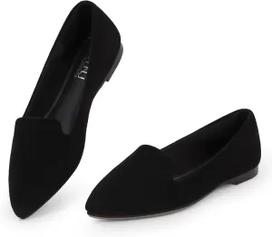 MUSSHOE Flats for Women Dressy Comfortable Ballerina Flats Pointed Toe Slip-on Casual Business Shoes Work Shoes for Women
