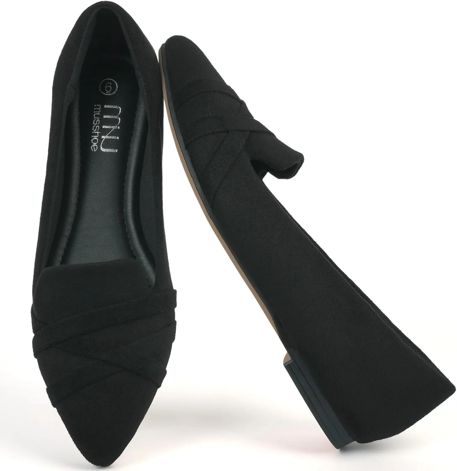 MUSSHOE Flats Shoes Women Dressy Pointed Toe Slip on Microfiber Comfortable Women's Flats Ballet Flats for Women