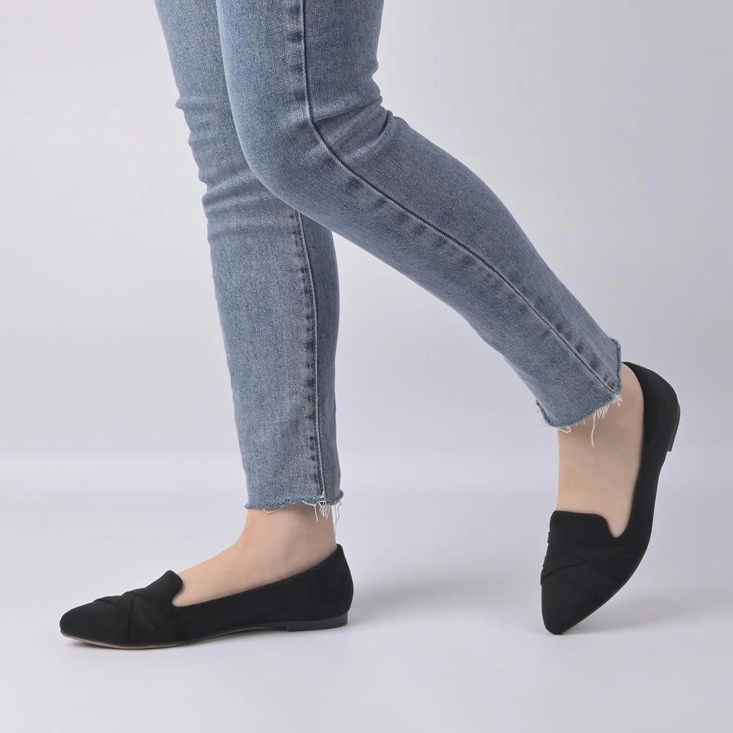 MUSSHOE Flats Shoes Women Dressy Pointed Toe Slip on Microfiber Comfortable Women's Flats Ballet Flats for Women