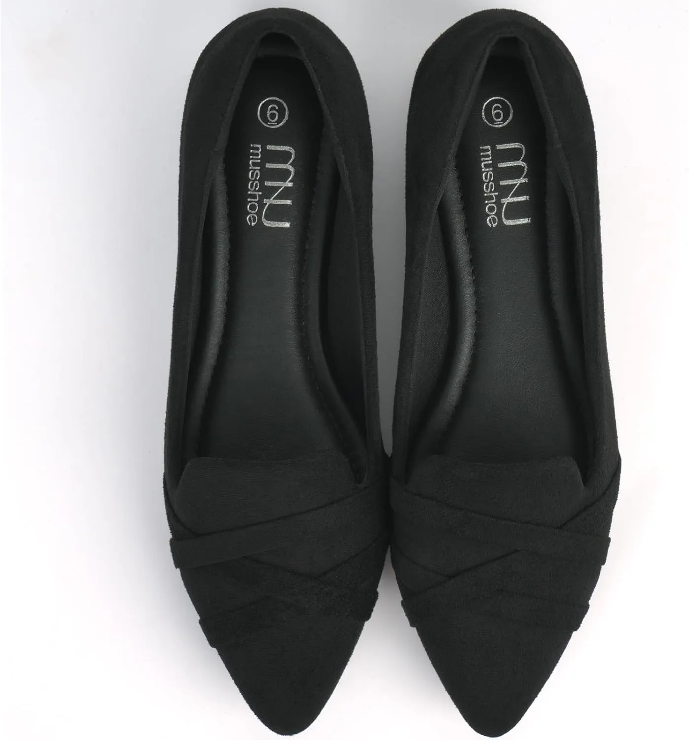 MUSSHOE Flats Shoes Women Dressy Pointed Toe Slip on Microfiber Comfortable Women's Flats Ballet Flats for Women