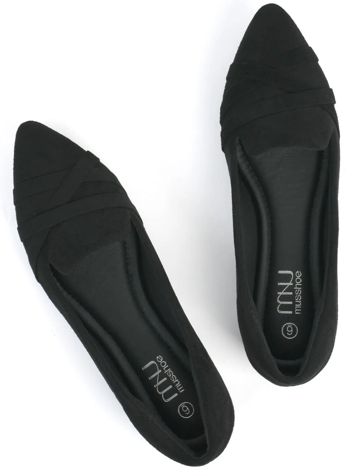 MUSSHOE Flats Shoes Women Dressy Pointed Toe Slip on Microfiber Comfortable Women's Flats Ballet Flats for Women