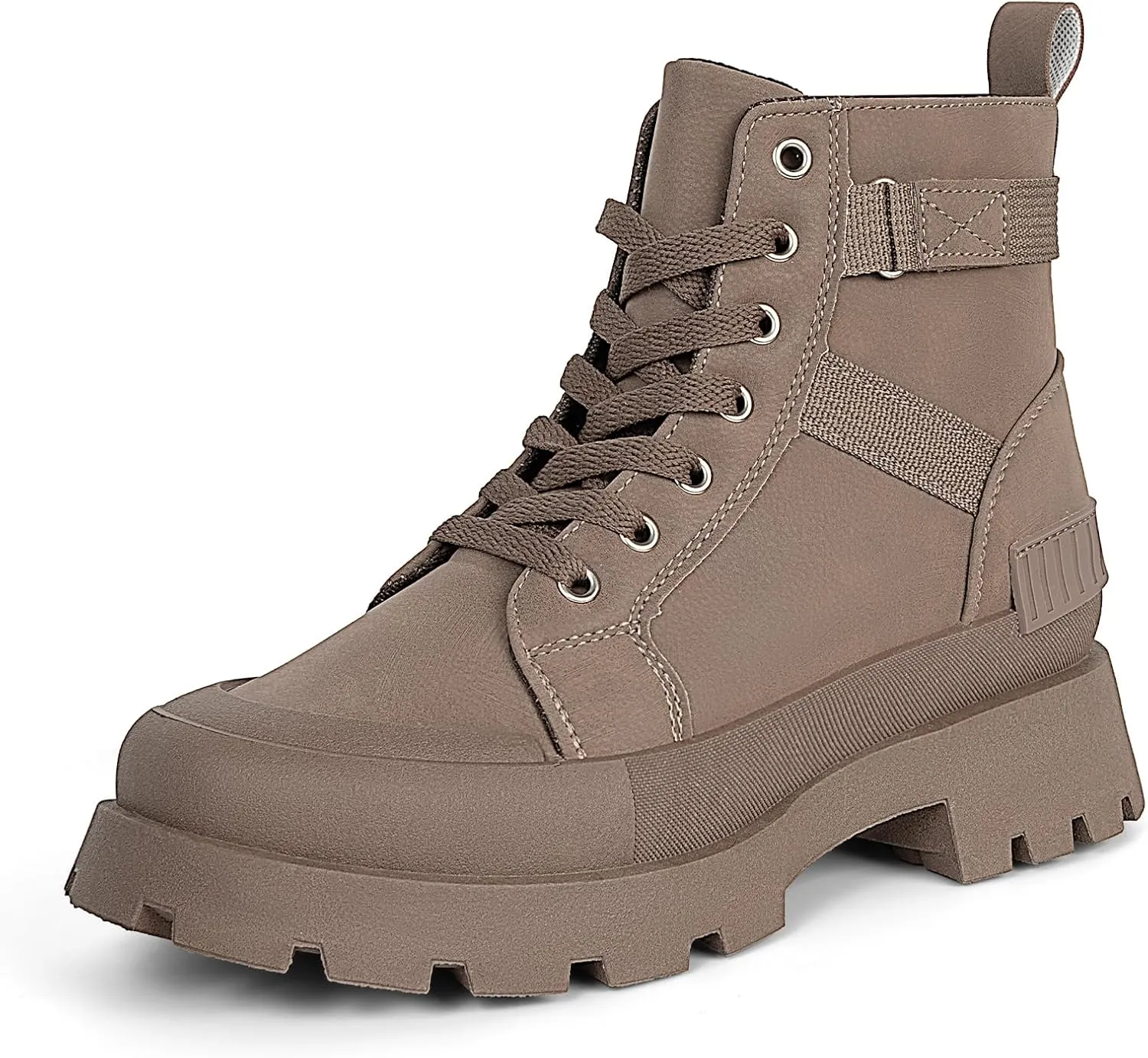 MUSSHOE Womens Combat Boots Fashion Ankle Boots for Women Lace up Heel Lug Sole