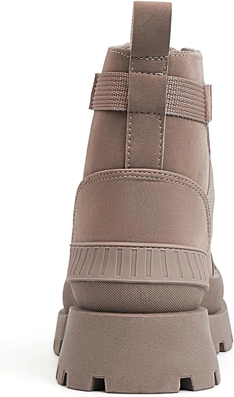 MUSSHOE Womens Combat Boots Fashion Ankle Boots for Women Lace up Heel Lug Sole
