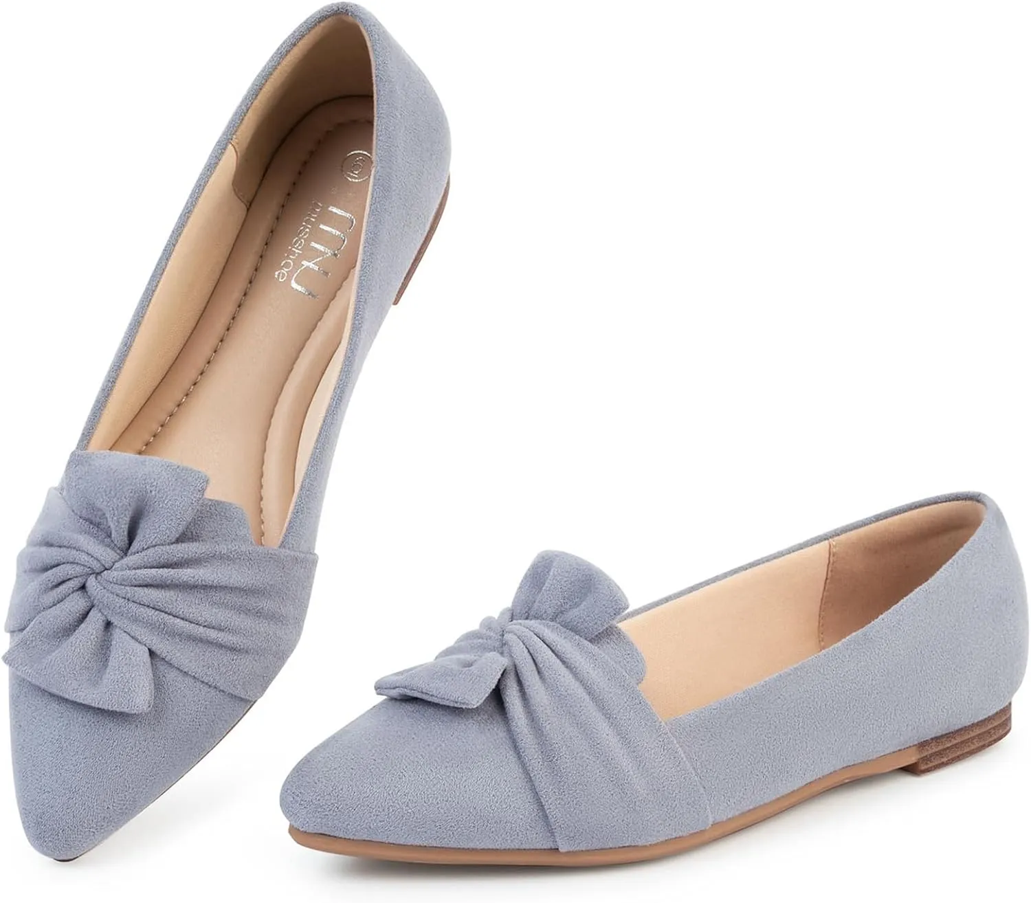 MUSSHOE Women's Flats Dressy Pointed Toe Comfortable Bowknot Ballet Flats Shoes