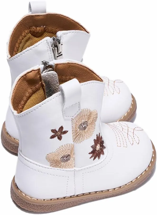 Newsonet Baby Cowboy Cowgirl Boots Western First Walker Shoes Boys Girls Round Toe Boots Winter All Seasons 6-24 Months Infant Toddler