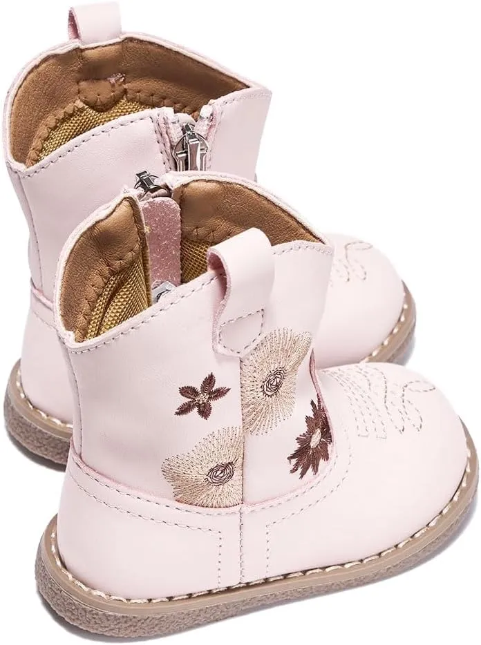 Newsonet Baby Cowboy Cowgirl Boots Western First Walker Shoes Boys Girls Round Toe Boots Winter All Seasons 6-24 Months Infant Toddler