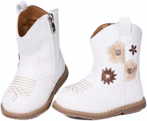 Newsonet Baby Cowboy Cowgirl Boots Western First Walker Shoes Boys Girls Round Toe Boots Winter All Seasons 6-24 Months Infant Toddler