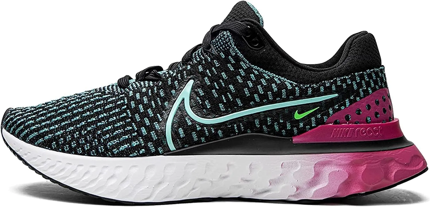 Nike Infinity React 3 DD3024-003 Black/Pink Prime/Washed Teal/Dynamic Turquoise Women's Running Sneakers 7 US