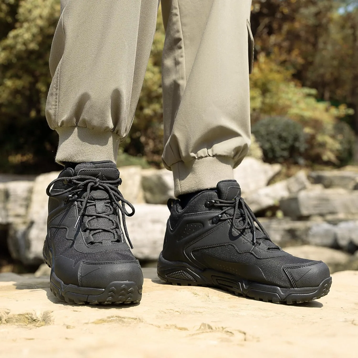 NORTIV 8 Men's Waterproof Hiking Boots, Lightweight Tactical Boots for Men, Mid Ankle Men's Hiking Boots for Trekking Trails, Outdoor Adventures Hiking