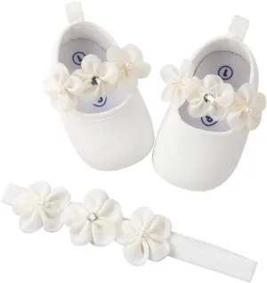 Ohwawadi Infant Baby Girl Shoes Baby Mary Jane Flats Princess Wedding Dress Shoes Crib Shoe for Newborns, Infants, Babies, and Toddlers